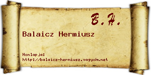 Balaicz Hermiusz névjegykártya